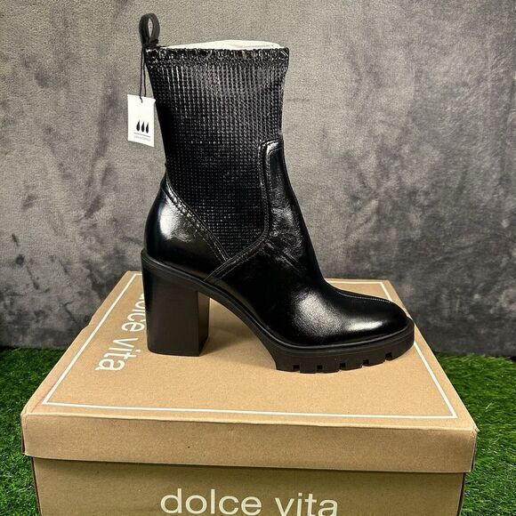 Dolce Vita Marni H20 Boots Womens 9.5 Black Mid Calf‎ Heeled Waterproof NEW
